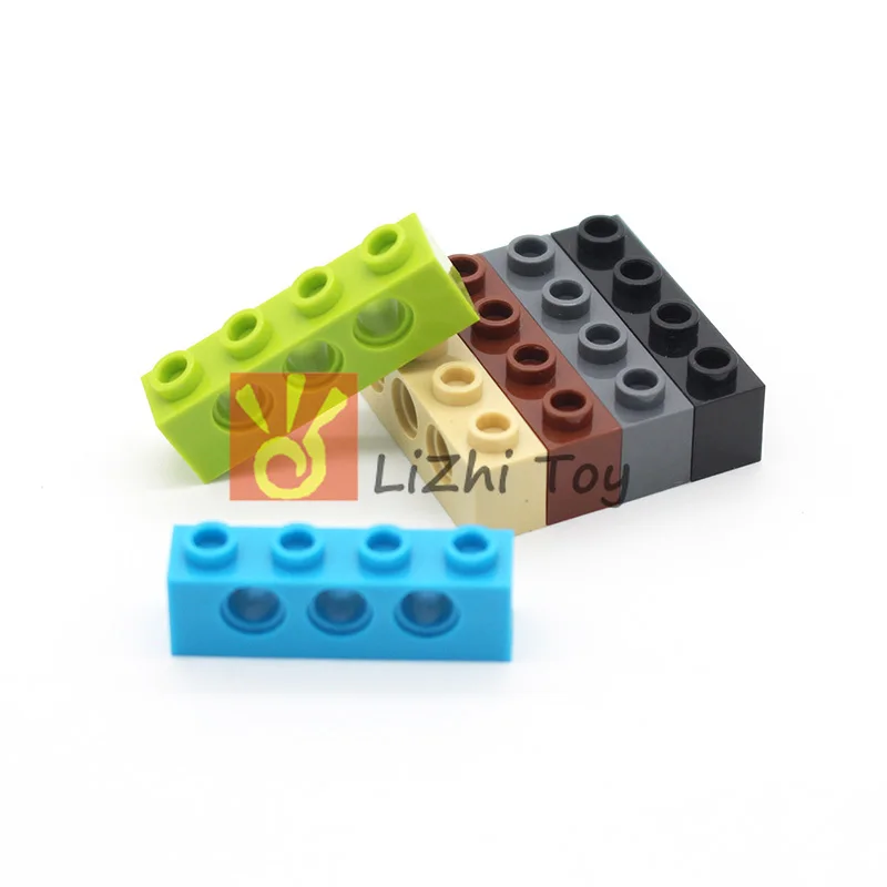 Technology Brick 1 x 4 with Holes Thick Bricks Model Building Blocks Parts Compatible 3701 Accessories Parts Mechanical Science