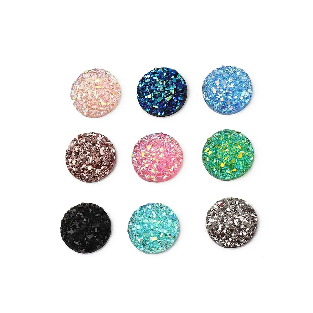 DoreenBeads Resin Druzy/ Drusy Dome Seals Cabochon Round Rose Gold Multicolor DIY Findings Components 12mm( 4/8