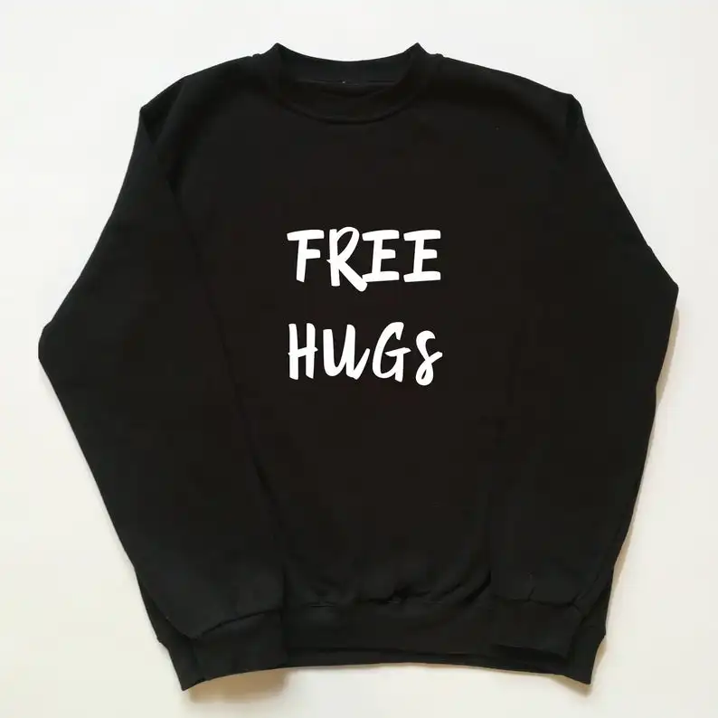 Skuggnas New Arrival Free Hugs Sweatshirt Long Sleeved Fashion Sweatshirt Aesthetic Clothing Unisex Tumblr Casual Tops Drop ship