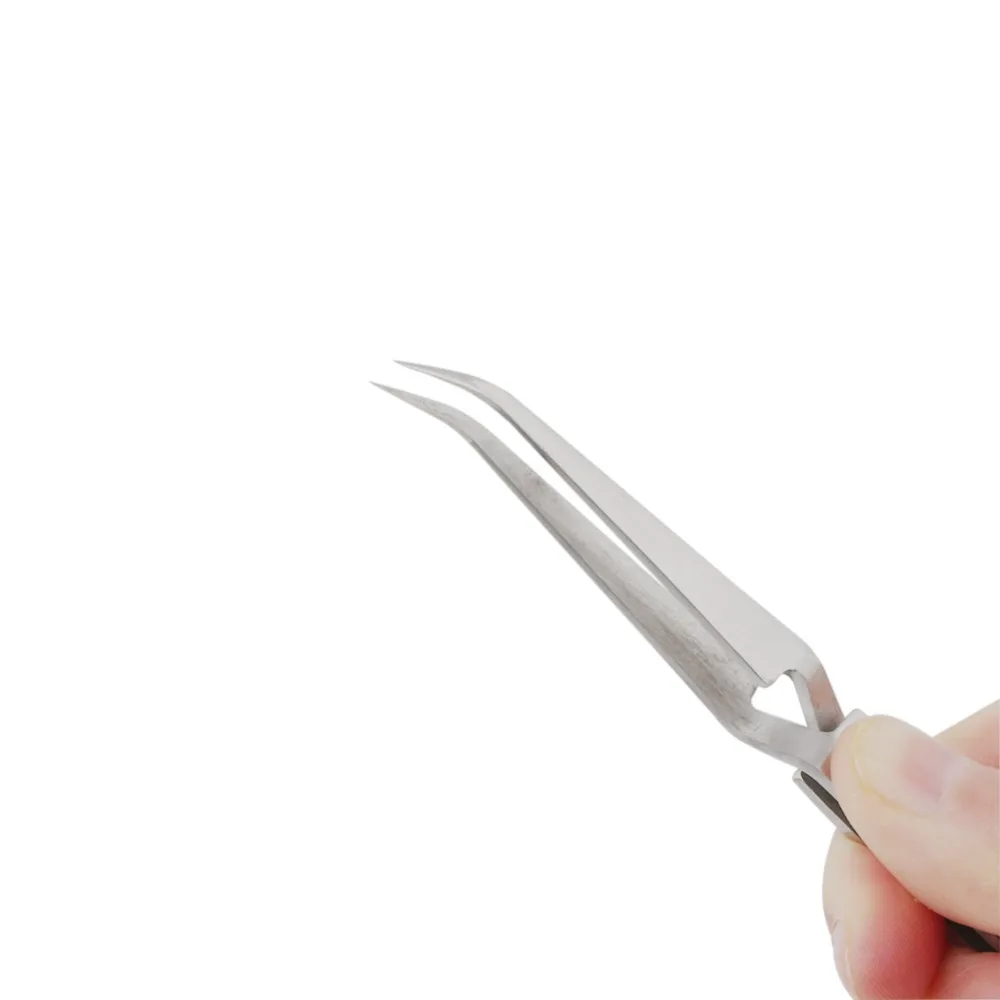 Fixfans Precisie Cross Lock Reverse Pincet Rvs Gebogen Dunne Tip Zelf Dicht Holding Tang Pincet Diy Handgereedschap