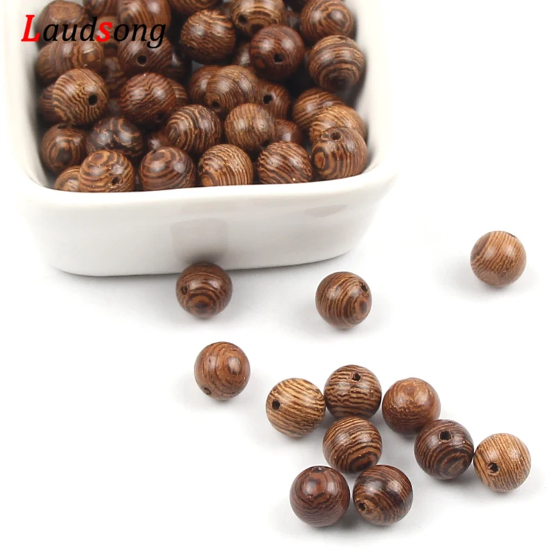 100pc 6/8mm Natural Brown Wenge Beads Round Spacer Stripe Wooden Beads For Jewelry Makings DIY Kids Jewelry Accessories