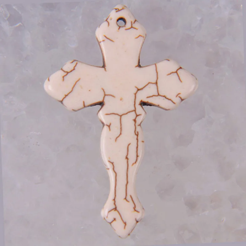 Howlite Cross GEM Pendant Jewelry Loose Bead S001-S006