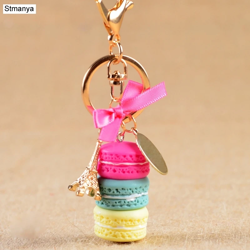 Fashion Cake Keychain with Eiffel Tower Charm