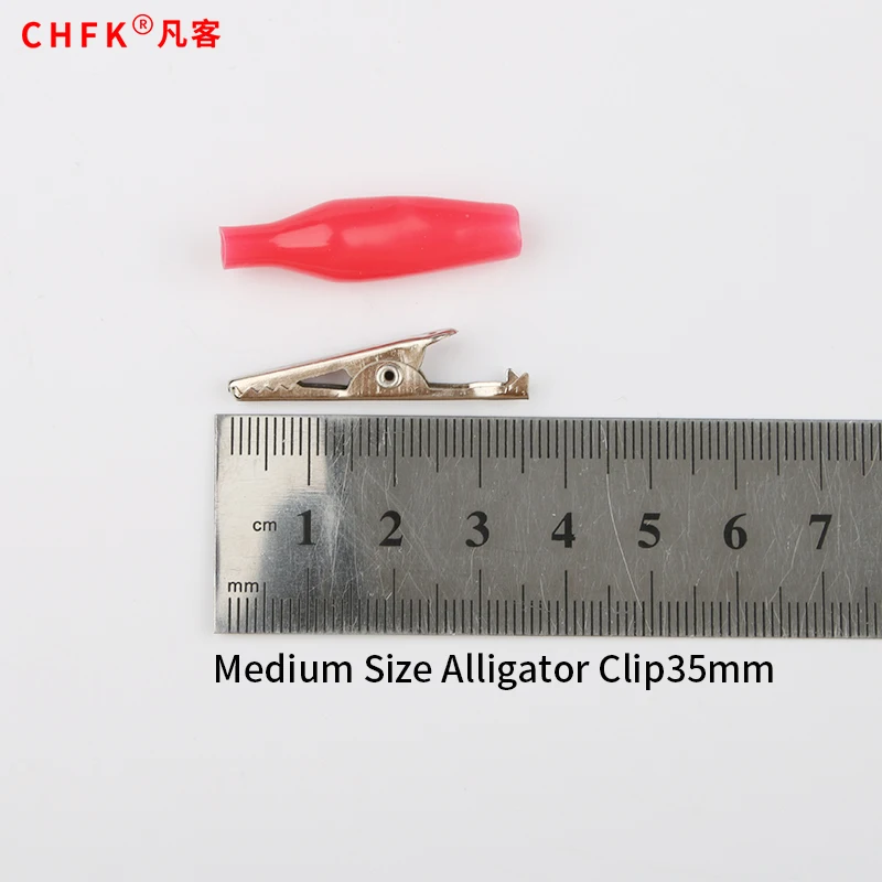 50pcs /lot Metal Alligator Clip 35MM With Plastic Protecting Bush Crocodile Clip Red and Blue Color