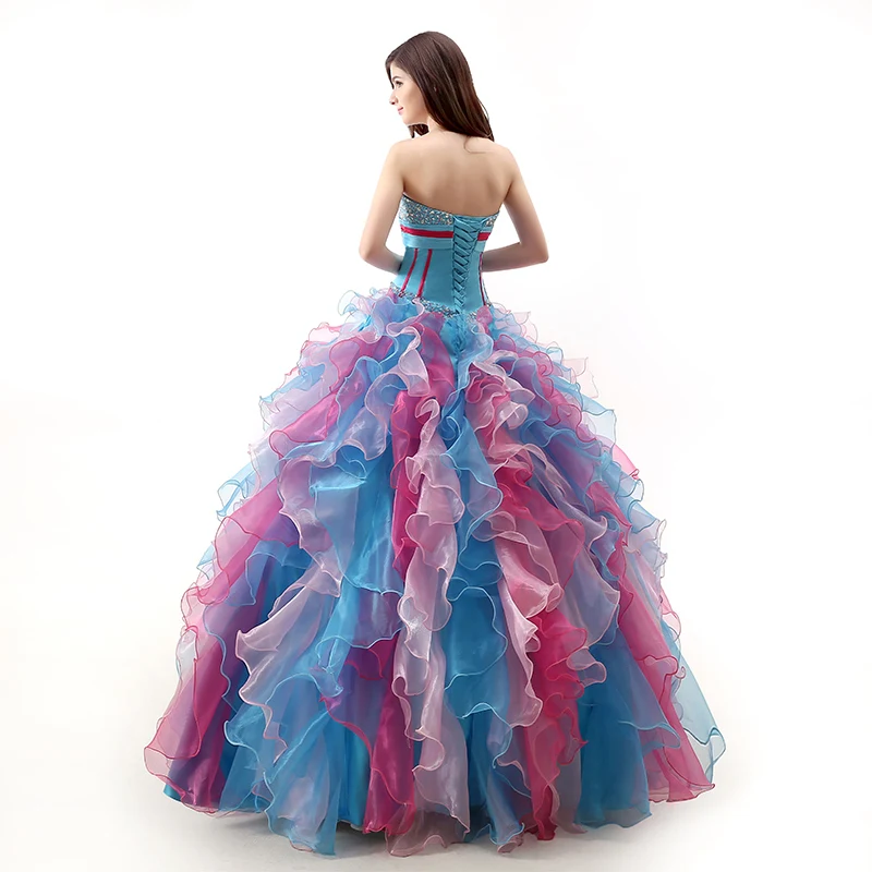 Forevergracedress-vestido de quinceañera con volantes de foto Real, vestido de fiesta Formal largo de Organza multicolor de talla grande, nuevo