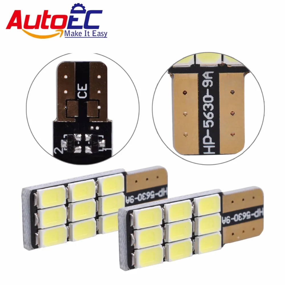 

AutoEC T10 9SMD 5630 LED 194 168 501 W5W Canbus no error car auto side wedge light parking lamp bulb dc12v 100pcs/lot #LB135