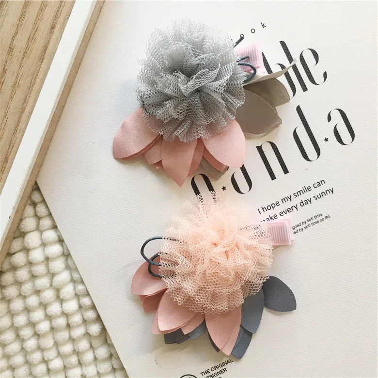 

Wholesale Boutique 10pcs Fashion Cute Gauze Floral Hair Clips Solid Lace Flower Hairpins Princess Headwear Hair Accessories