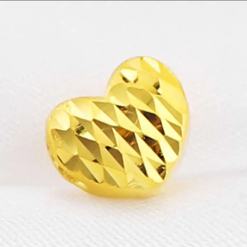 

New 24K Yellow Gold Pendant Carved Heart Pendant Women 999 Yellow Gold Pendant