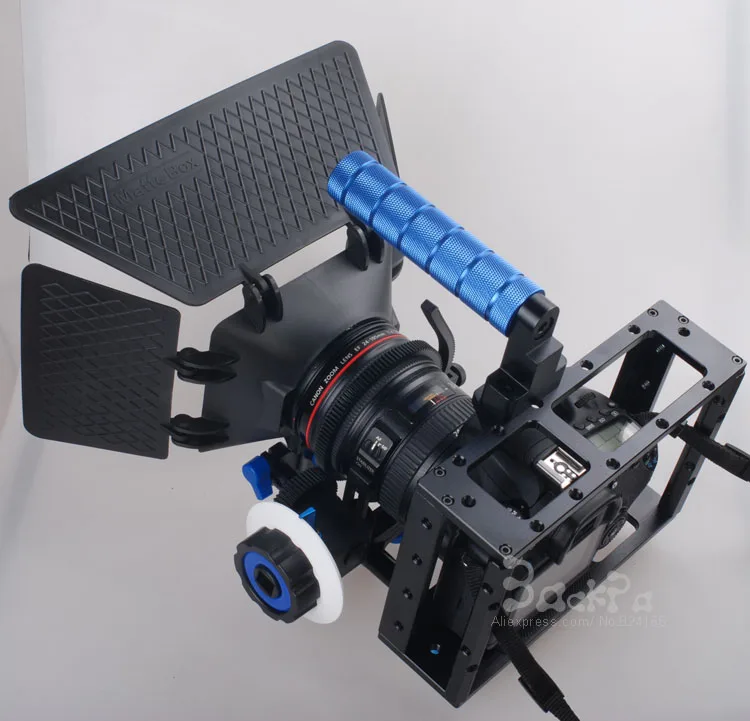 DSLR Rig Camera Cage set + 15mm Aluminum Rod Block Plate + Follow Focus + Matte Box for 5D Mark II III 6D 7D 60D 70D 5DII 5DIII