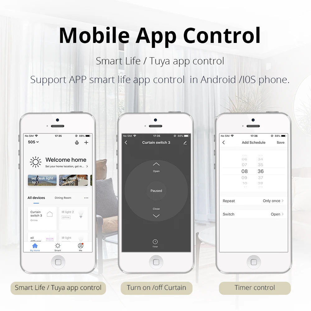 Zemismart-interruptor de cortinas smart life, wi-fi, controle por aplicativo alexa echo tuya, retroiluminação, interruptor liga/desliga, google home