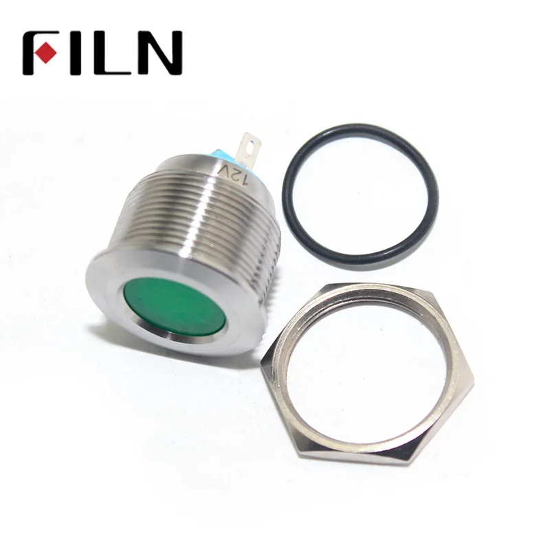 12v pilot lamp 19mm FILN 6v 24v 110v 220v 36v 48v red yellow blue green white led metal signal lamp with solder pins