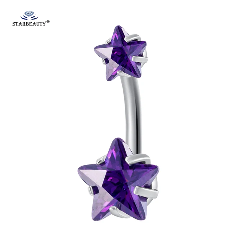 1pc Purple Star Belly Piercing Ombligo Belly Button Rings Navel Piercing Nombril White Belly Ring Helix Earrings Body Jewelry