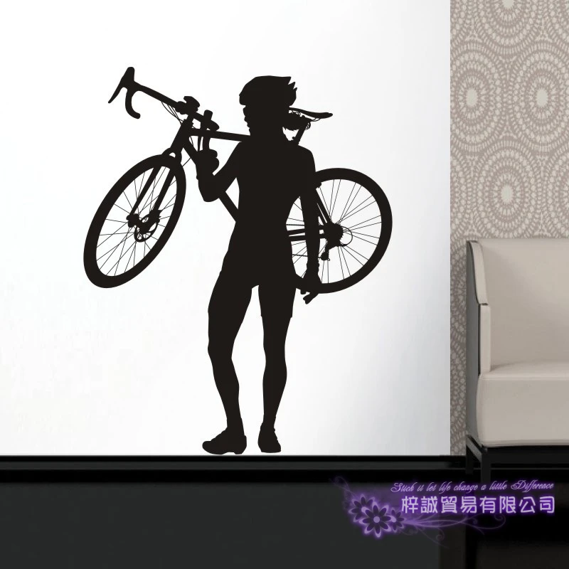 Women Bike Shop Wall Sticker Customized Sports Posters Vinyl Wall Decals Pegatina Decor Mural Car Windows Bicycle Decal