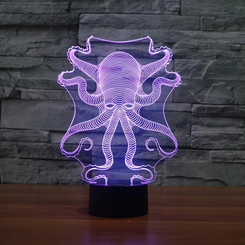 2017 Octopus shape  3D optical touch  USB LED lamp 7 Colors creative Changing Atmosphere cool toys