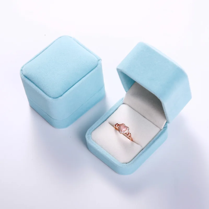 5Pcs Jewelry Packaging High Quality Velvet Box Craft Bag Pure Aquamarine Necklace Bracelet Gift Box Wedding Engagement Gift