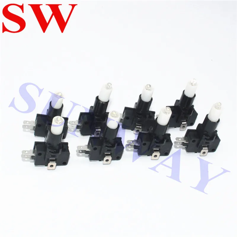 Interruptor de botón reatangle con luz indicadora, pulsador LED iluminado para Arcade, 50x33mm, 10 unids/lote