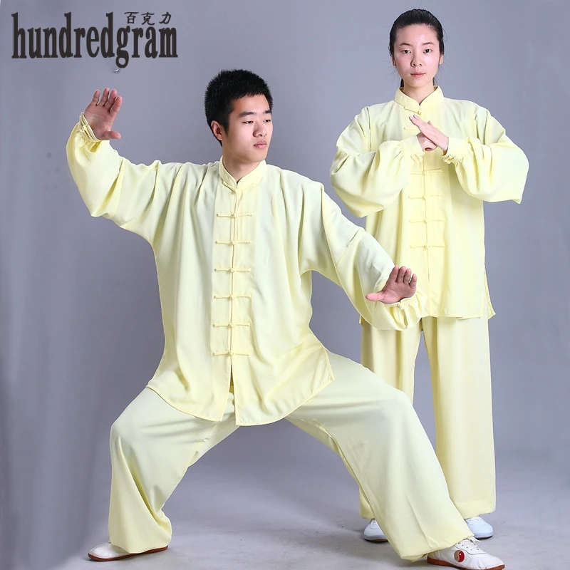 Thiết Kế Mới Màu Tay Dài Wushu Mùa Xuân, Mùa Thu Cotton Lụa TaiChi KungFu Đồng Phục Phù Hợp Với Đồng Phục Thái Cực Quần Áo Áo Khoác + quần