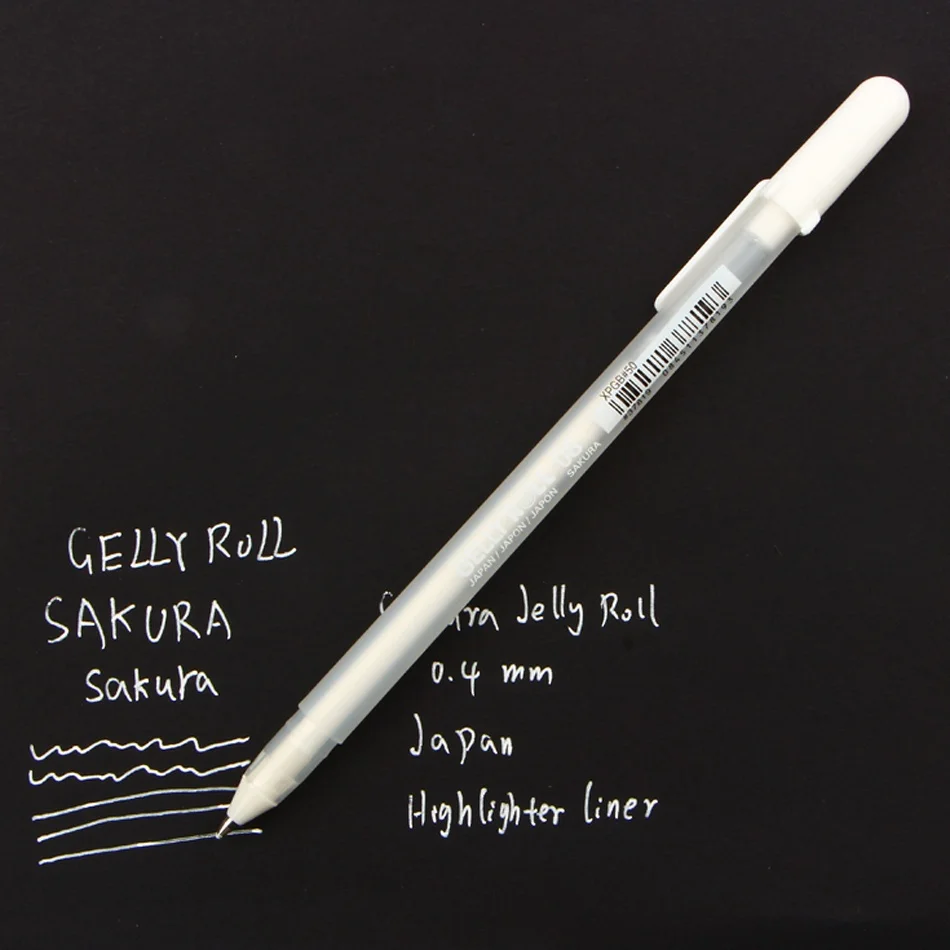 1 Pcs Japan Imported Jelly Roll 0.8mm White Gel Pen Highlight liner for Art Marker Design Comic/Manga Painting Supplies