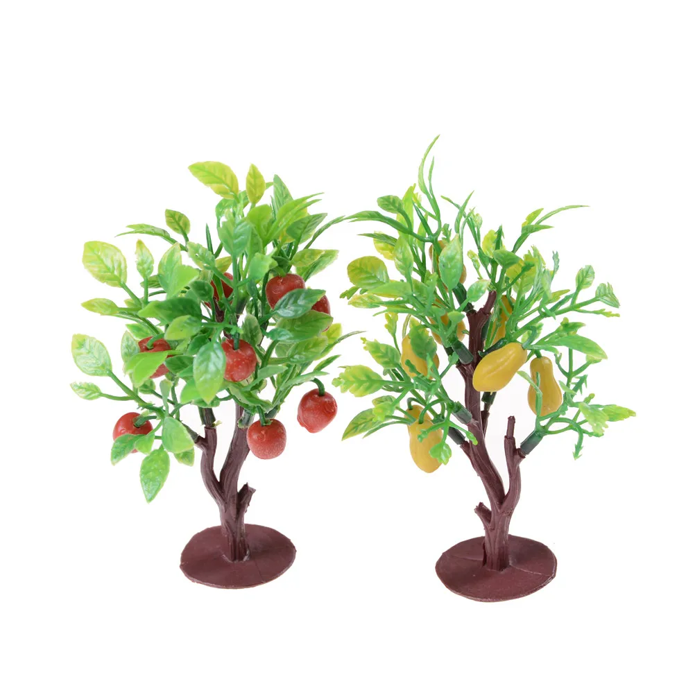 2PCS 10cm Fruit Tree Model Railway Park Layout Scenery Dollhouse Decor Dolls Accessories