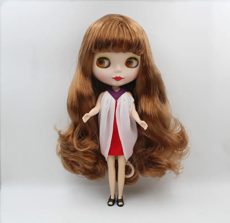 Blygirl,Blyth doll,Light brown wavy bangs, frosted surface, normal body, 7 joints, 1/6 dolls, 30cm, can be replaced