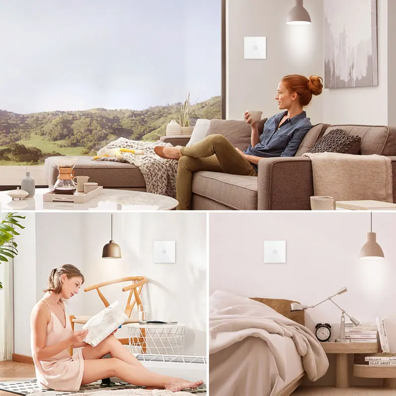 WIFI Smart Touch Switches Wireless Remote Control Light Wall On/Off Switches Waterproof Glass Panel Works with Alexa&google Home