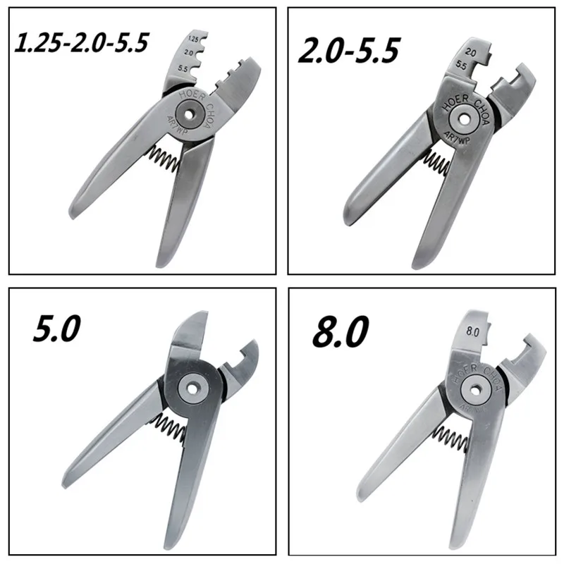 Pneumatic Crimper Air Nipper Cable Pliers Cold Press Tongs Crimping Tools Naked Insulated Terminal Clamp Pincers 1.25-2.5-5.5-8