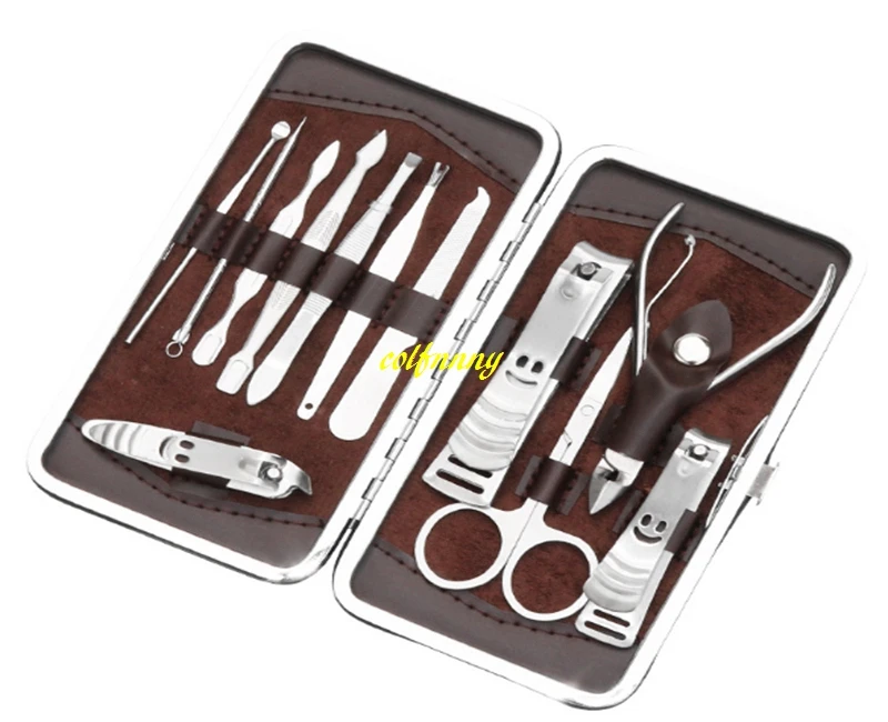 

50sets/lot Free Shipping Wholesale Stainless Nipper Cutter Nail Clipper Pedicure Manicure Set Kit Case 12 in 1 Set