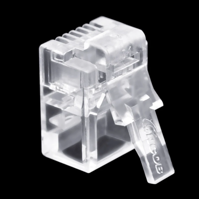 CNCOB 100pcs Cat3 RJ11 6P4C Modular Plugs 4-Wire Phone Cable Connector, Crystal Head, Voice Phone Connector 4-Piece Copper Chip