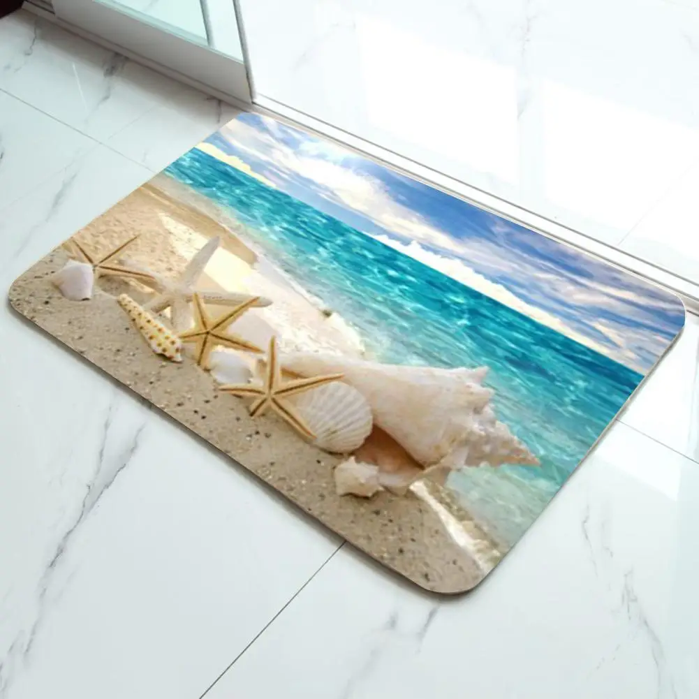 40*60cm Beach Shell Starfish Bathroom Door Mat Non-slip Carpet Printed Soft Pad Washable Doormat Front Floor Rug Home Decor