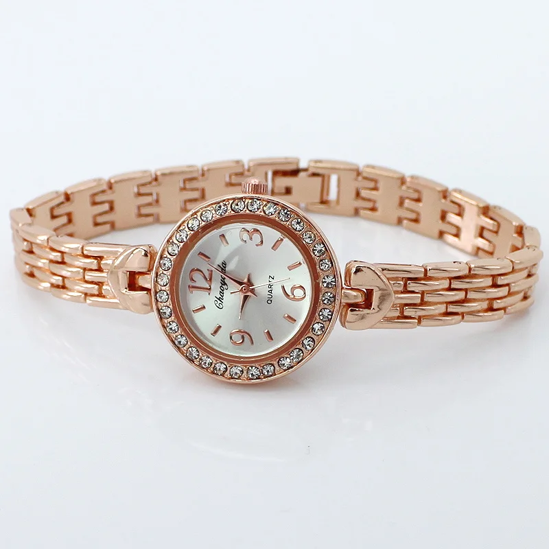 ساعات نسائية من الذهب الوردي ، سوار ملون ، ساعة يد ، فستان غير رسمي ، هدية