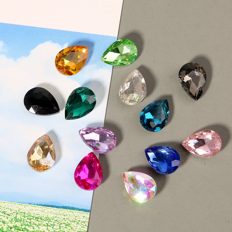 20 colori di Goccia Dell\'acqua di Scintillio Lucido di Cristallo di Vetro Del Chiodo Strass Pendenti e Ciondoli FAI DA TE Design Polacco 3D Manicure