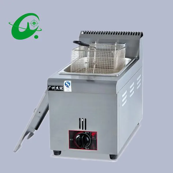 Vertical gas temperature fryer 6L French fries Duck Counter top Deep Fryer Gas cylinder blast furnace