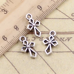 30pcs Charms Double Sided Cross 17x10mm Tibetan Silver Color Pendants Antique Jewelry Making DIY Handmade Craft