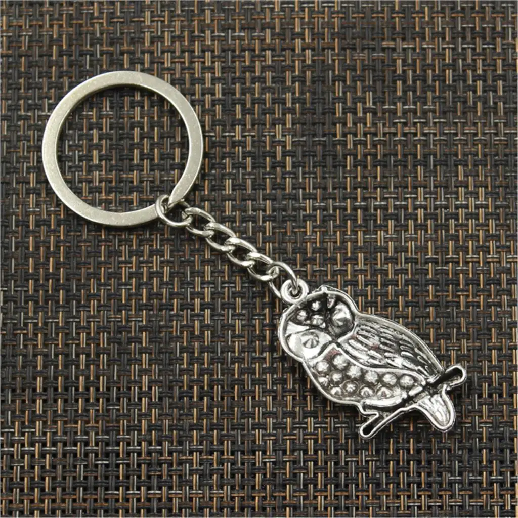 새로운 패션 남자 30mm 키 체인 DIY 금속 홀더 체인 빈티지 올빼미 41x22mm 실버 컬러 펜던트 선물
