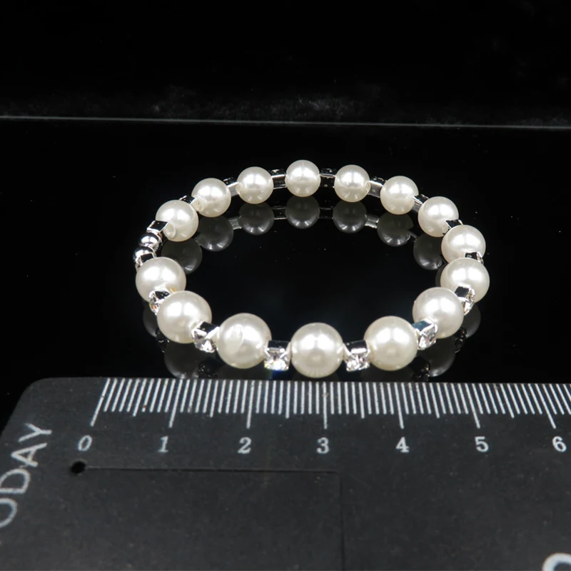 New Luxury Jewelry Wedding Wide 6 Row Pearl Bracelets Bangles For Women Crystal Female Hand Bracelet Charms Silver Color Braclet