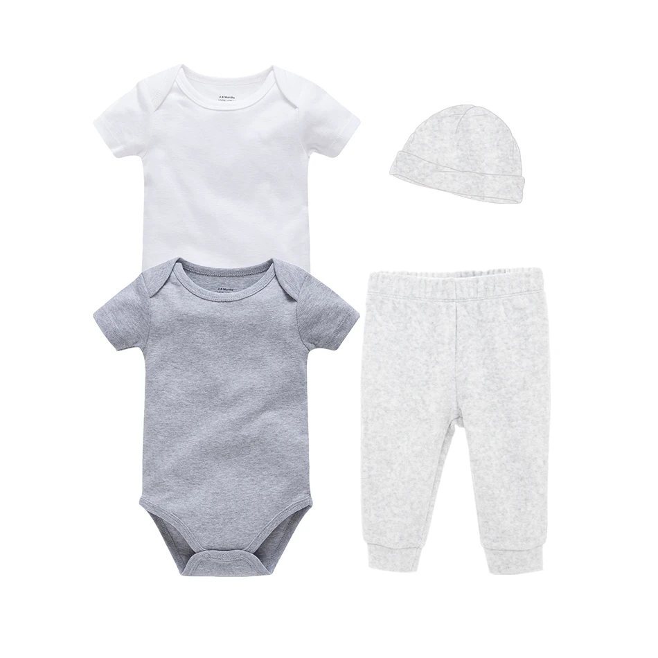

2019 4PCS/lot Baby Boy Clothing Sets Summer/Spring Newborn Infant Baby Rompers and Cotton Baby Pants Baby Jumpsuits with Hats