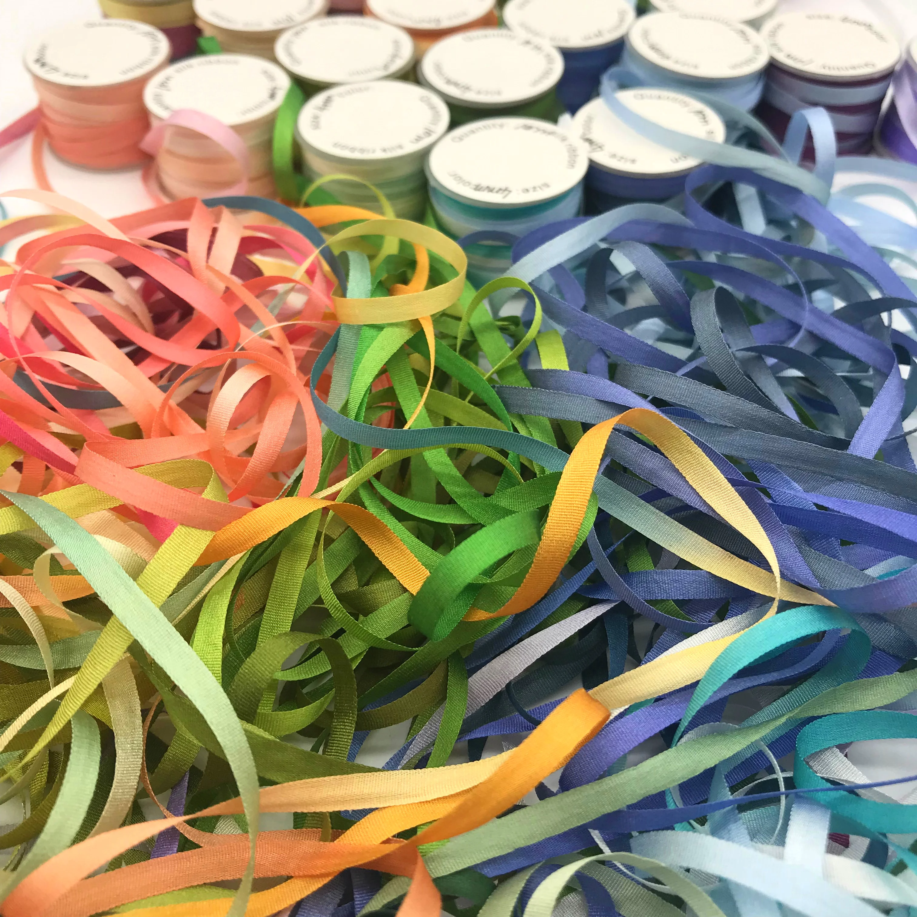 4mm silk ribbon variegated color,100% real pure silk thin taffeta soft silk ribbons for embroidery