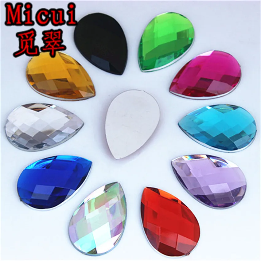 Micui 50pcs 20*30mm Crystal Drop Rhinestone Flatback Acrylic Fancy Crystals Strass Stones For Clothing Crafts Decorations ZZ674