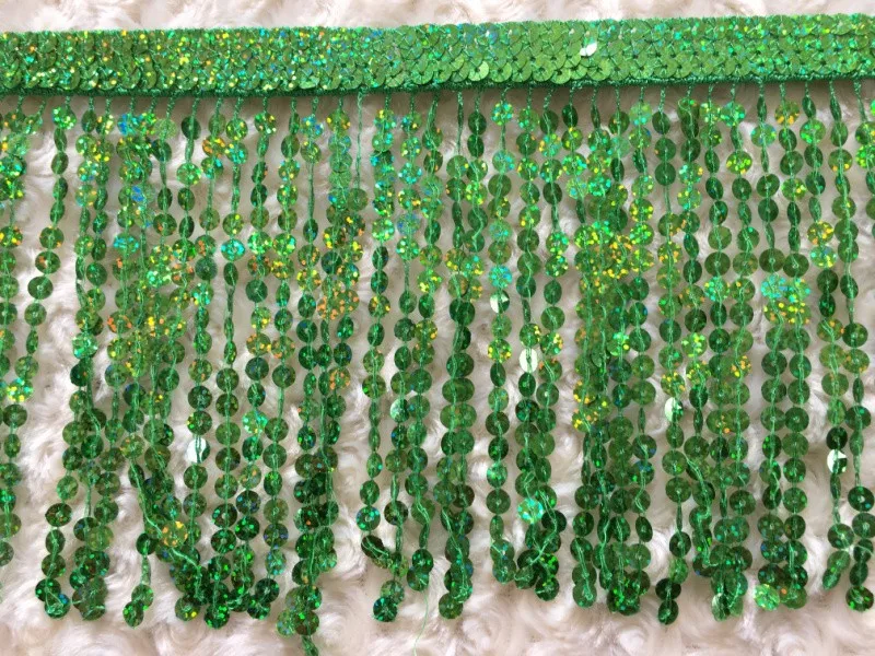 Sequinned Fringe Trims and Tassels Width 15CM Per Yard Lace DIY Quilting Patchwok Decoration Accessories Curtains Latin Dress