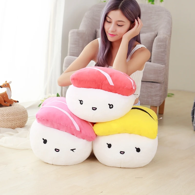 Japanese Style Super Soft Fabric Cartoon Sushi Pillow Stretchy Anime Sofa Cushion Cute Family Decorations Stuffed PP Cotton Toy