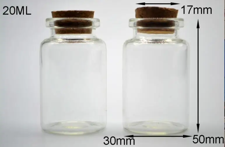 

50pcs 30*50mm high quality clear glass bottles vials with wooden cork stoppered wishing sample bottle glass jars container gifts