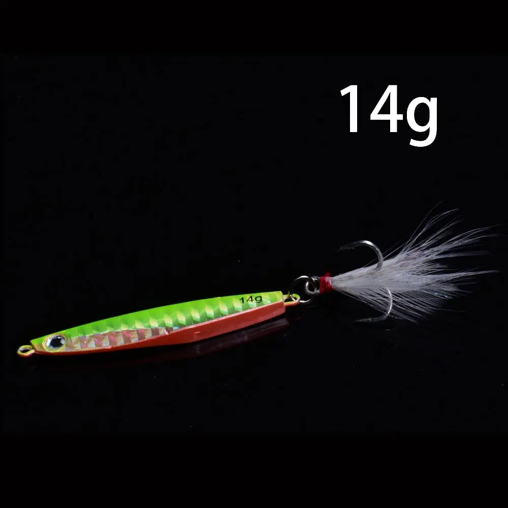 HEXAKILL 1pc 7colors Laser Metal Jig 7g 10g 14g  Jigging Lead Fish Fishing Lure metal lures fishing jig supplies for pike