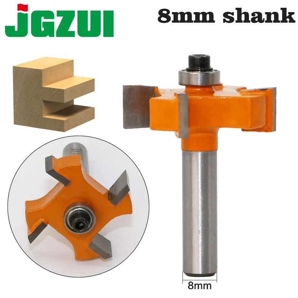 1pc 8mm Shank T type bearings wood milling cutter Industrial Grade Rabbeting Bit woodworking tool router bits for wood