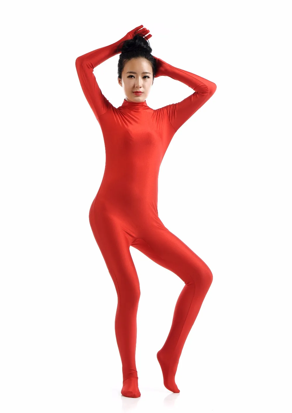 

Lycra Womens Long Sleeve Unitard Spandex Dancewear Turtleneck Unitard Dance Zentai Catsuits Second Skin Tights Full Bodysuits