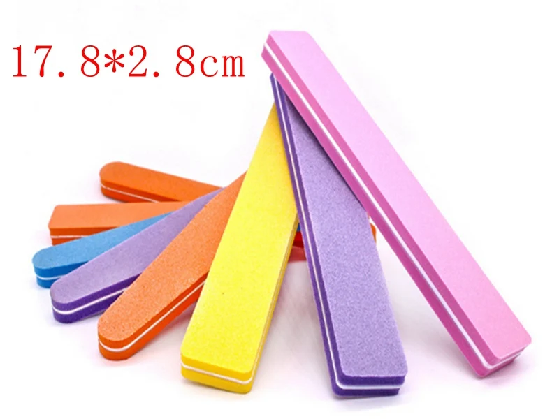 1000pcs/lot Fast shipping Hot Sell Nail Buffer Double Side Diamond Sponge Down polish 17.8x2.8cm