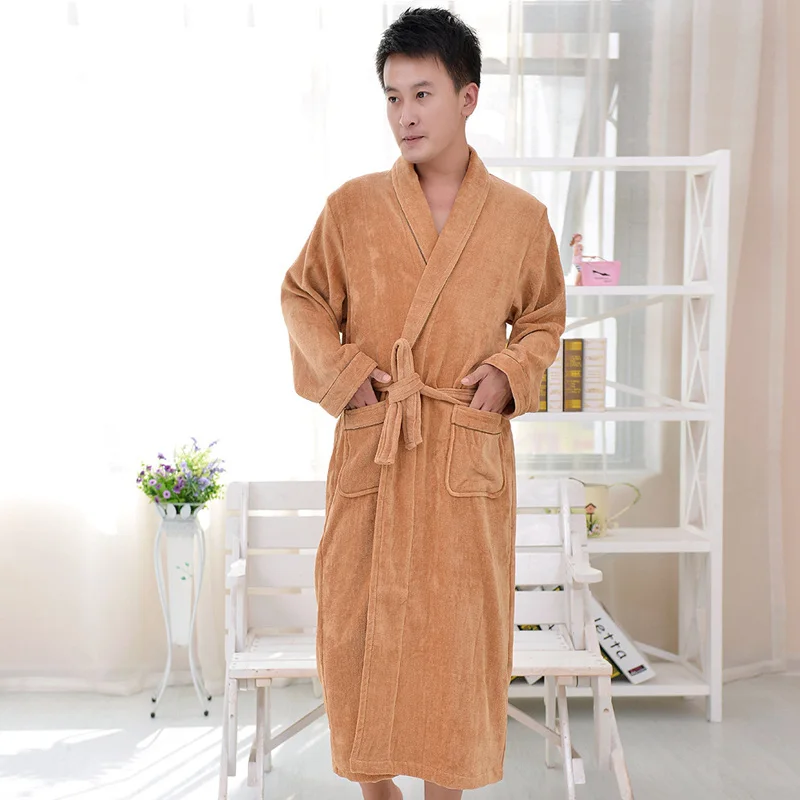 Cotton men bathrobe  nightgown sleepwear women men girls blanket towel thickening lovers medium-long soft autumn winter