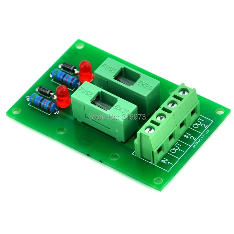 2 Channel Fuse Board, with Fuse Fail Indication, for DC5V 12V 24V 48V.