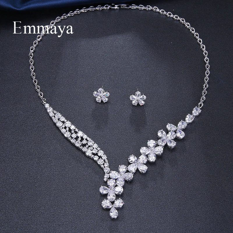 Emmaya Bijoux Femme Ensemble Wedding Jewelry Sets For Women Sparkling AAA Zircon Copper Fashion Bridesmaid Jewelry Set Gift