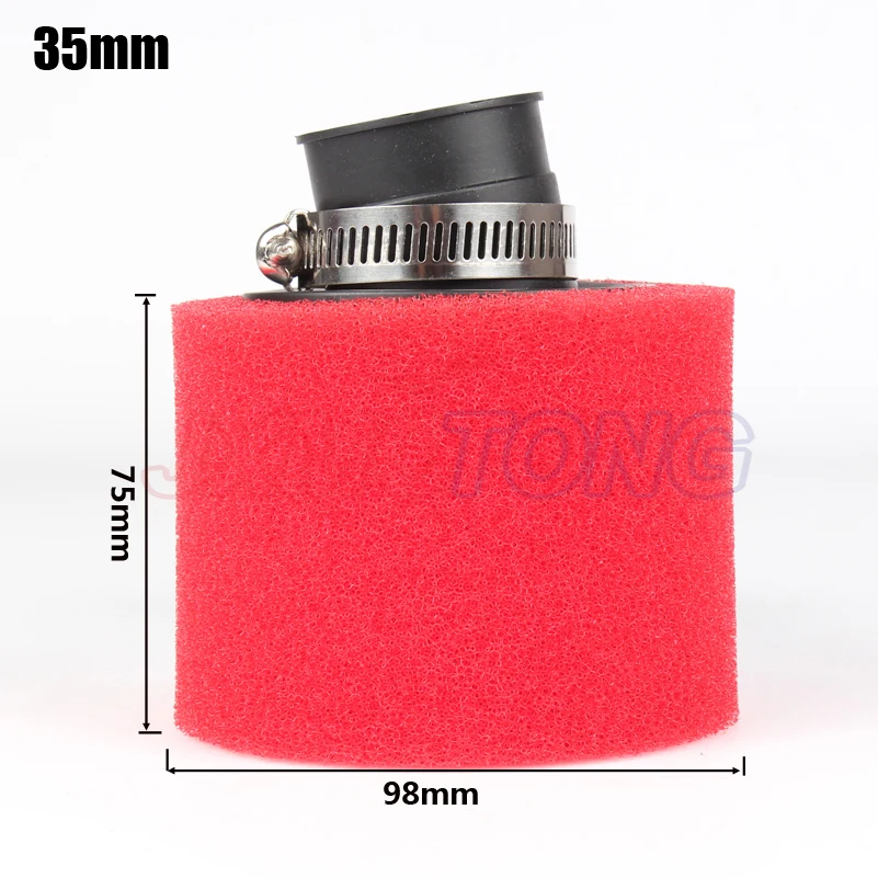 red bent Neck Foam Air Filter 35mm 38mm 42mm 45mm 48mm Sponge Cleaner Moped Scooter CG125 150cc Dirt Pit Bike Motorcycle