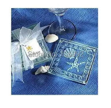 

Starfish Shell Coasters Glass Coaster Gift Wedding Favor fashion boutique 10box=20pcs House Moving gift